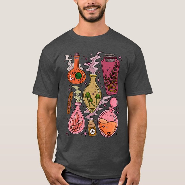 Camiseta Magic Potions Witchy Vibes Pink Orange friend (Frente)