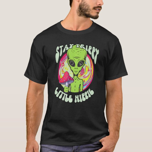 Camiseta Magic Psilocybin Cogumelos Alienígena Fique Trippy (Frente)