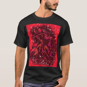 Camiseta Magic Red Neon Bull Correndo Uma Noite Estrelada F