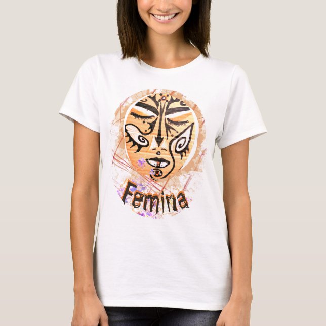 Camiseta Magic Shaman Face Femina Enchantress Art Shirt (Frente)
