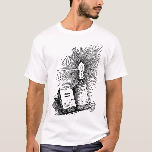 Camiseta Magic Spells Book Candle Witchcraft (Frente)