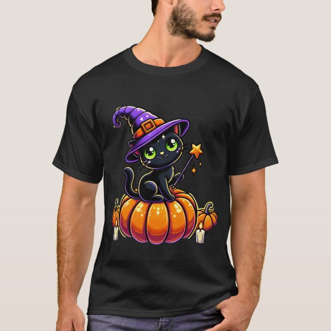Camiseta Mágica da Meia-Noite: A Moonlit Spell do Gato Enca (Frente)