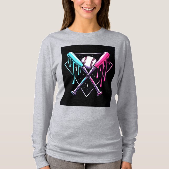 Camiseta Mágica de Bat de Baseball - Placa inicial de Neon  (Frente)