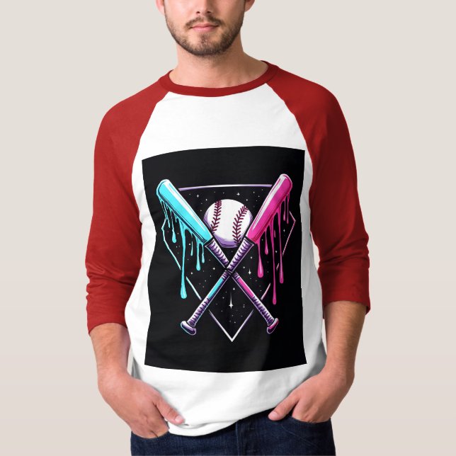 Camiseta Mágica de Bat de Baseball - Placa inicial de Neon  (Frente)