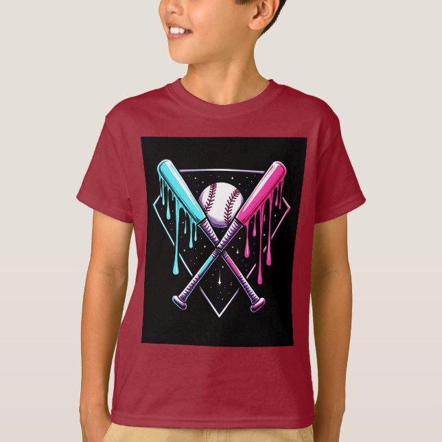 Camiseta Mágica de Bat de Baseball - Placa inicial de Neon  (Frente)