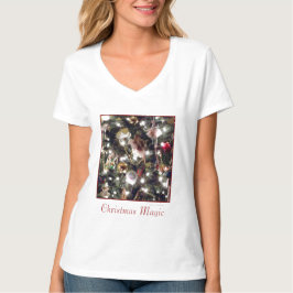 Camiseta "Mágica de Natal" Meninas de V-Neck