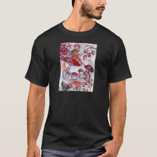 Camiseta MÁGICA FOLLET da fantasia floral branca vermelha
