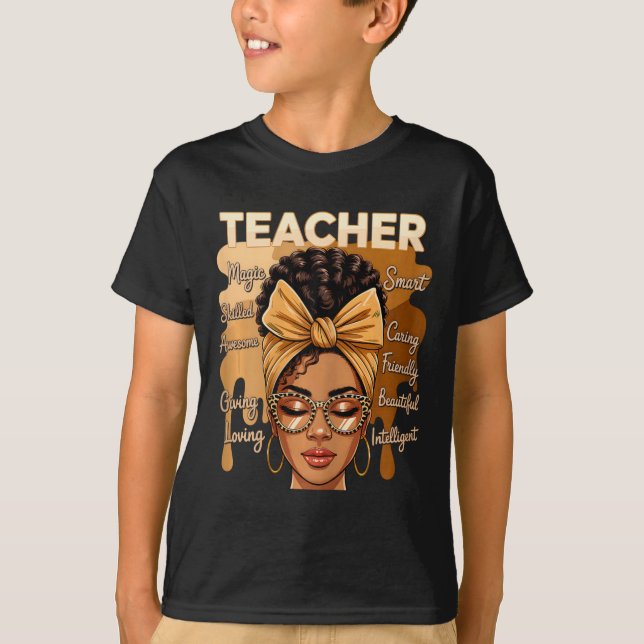 Camiseta Mágica Professora Negra Mês da História Afro-Ameri (Frente)