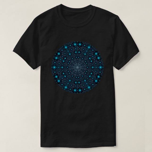 Camiseta Magical Blue Glow Mandala (Frente do Design)