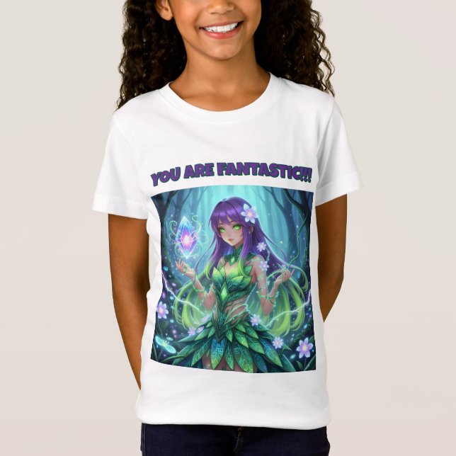 Camiseta Magical Cyber Forest Fairy Girl T-Shirt for Kids (Frente)