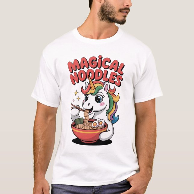 Camiseta Magical Noodles Unicorn Ramen Lover Kawaii (Frente)