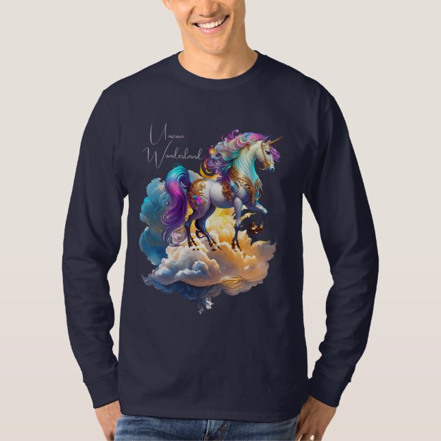 Camiseta Magical Unicorn Fantasy clouds romance birthday  (Frente)