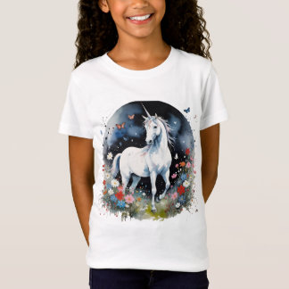 Camiseta Magical White Unicorn In A Night Garden