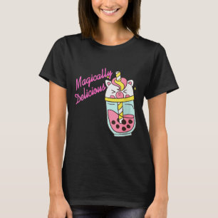 Camiseta Magicamente Delicioso Unicórnio Boba Kawaii Bolha