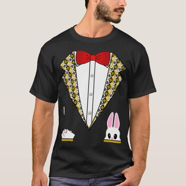 Camiseta Mágico Costume Engraçado Tuxedo Para Crianças Adul (Frente)