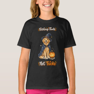 Camiseta Mágico de Halloween Cachorro Golden Retriever Fofo
