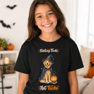 Camiseta Mágico de Halloween Cachorro Golden Retriever Fofo
