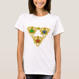 CAMISETA MÁGICO ELFIC TALISMAN/DOURADO TRIÂNGULO COM GEMS
