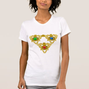 CAMISETA MÁGICO ELFIC TALISMAN/DOURADO TRIÂNGULO COM GEMS