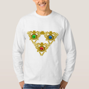 CAMISETA MÁGICO ELFIC TALISMAN/DOURADO TRIÂNGULO COM GEMSTO