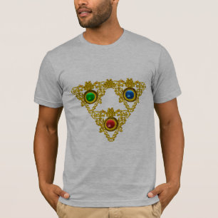 CAMISETA MÁGICO ELFIC TALISMAN/DOURADO TRIÂNGULO COM GEMSTO