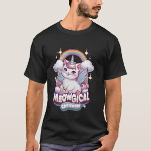Camiseta Mágico Gatinho Caticórnio Meninas Unicórnio Gatito