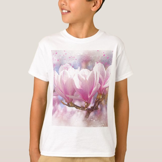 Camiseta Magnésia rosada a púrpura florida - Flor Primavera (Frente)