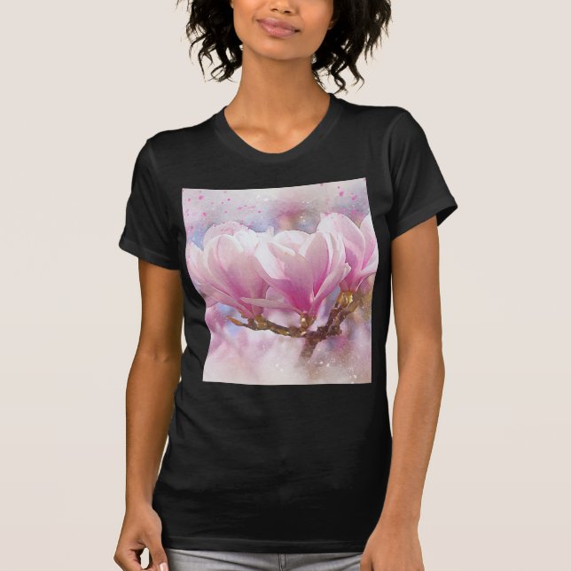 Camiseta Magnésia rosada a púrpura florida - Flor Primavera (Frente)