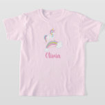 Camiseta Magnético Rainbow Unicorn Birthday Personalizado<br><div class="desc">Uma camiseta de aniversário de unicórnio personalizada. Este divertido design personalizado apresenta uma doce ilustração de unicórnio,  estrelas e um arco-íris. Cores cor-de-rosa,  roxo,  azul e amarelo com um toque de brilho dourado sujo.</div>