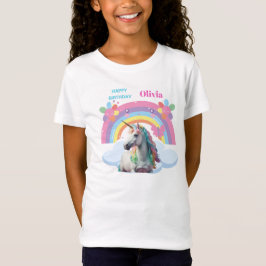Camiseta Magnético Unicorn Rainbow Happy Birthday Olivia