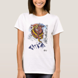 Camiseta Magnífica Dragão Flor Mulheres Brancas
