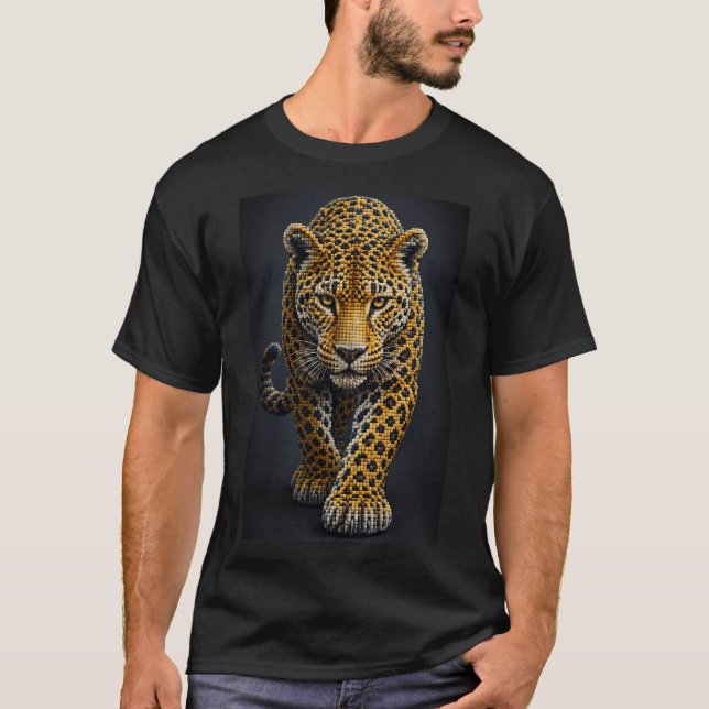 Camiseta Magnífico Leopardo – Micro Mosaico 3D (Frente)
