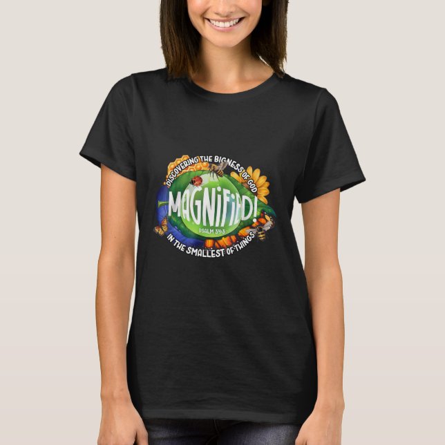 Camiseta Magnified Vbs 2025 Discovering The Bigness Of God  (Frente)