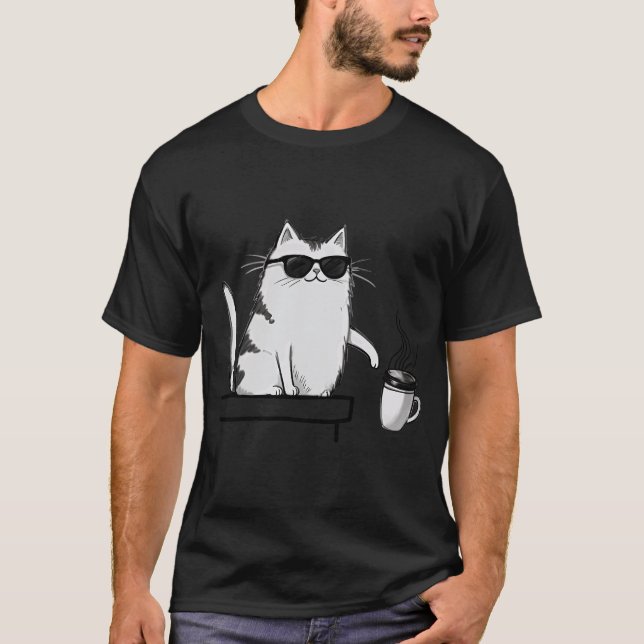 Camiseta Mago de Seis Braços Tranquilo Meditando com Café (Frente)