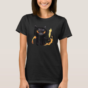 Camiseta Mago Gato Preto Fofo Com Poder De Fogo Para Anima