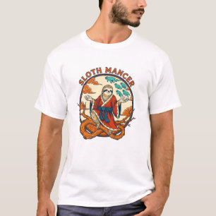 Camiseta Mago Zen Sloth Mancer Fantasia Mística Animal