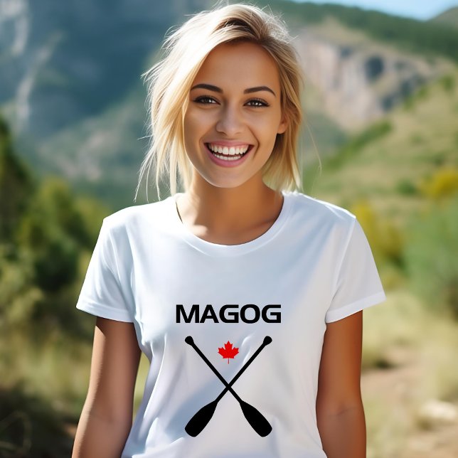 Camiseta Magog Canada Crossed Paddle Oars Mapeando Folha (Criador carregado)