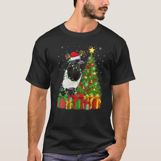 Camiseta Magpie Bird  Xmas Holiday Santa Magpie Christmas T (Frente)