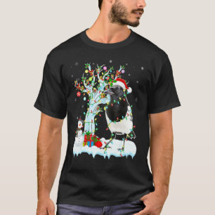 Camiseta Magpie Bird Xmas Tree Lighting Santa Hat Magpie Ch