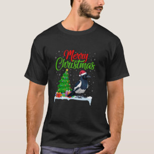 Camiseta Magpie Christmas Tree Luzes Engraçadas Xmas Magpie