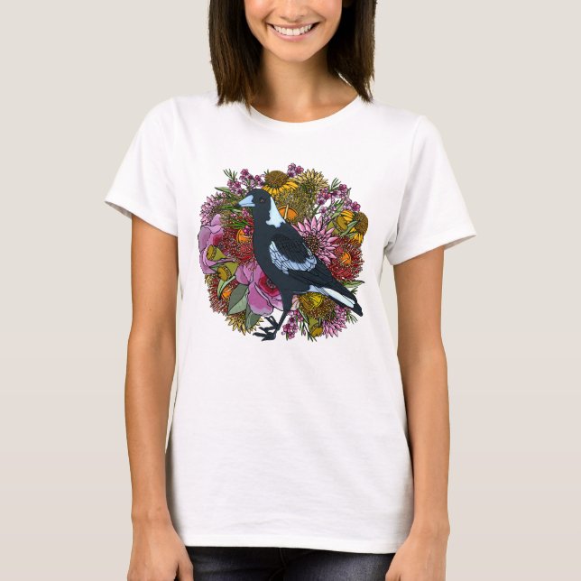 Camiseta Magpie Wildflower Primavera Garden (Frente)