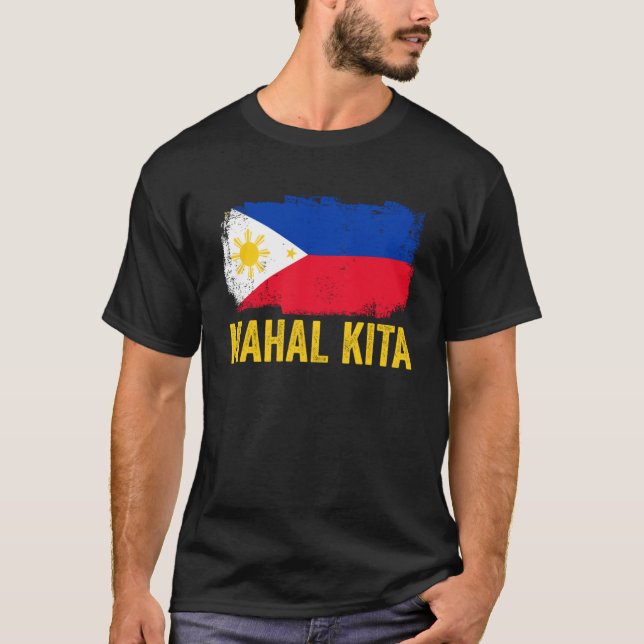 Camiseta Mahal Kita Philippine Flag Inglês Pinoy Pride Por (Frente)