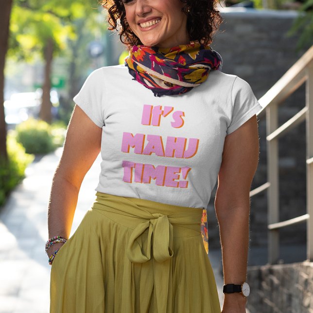 Camiseta Mahj Mahjong Mah Jongg cor-de-rosa Citação (Criador carregado)