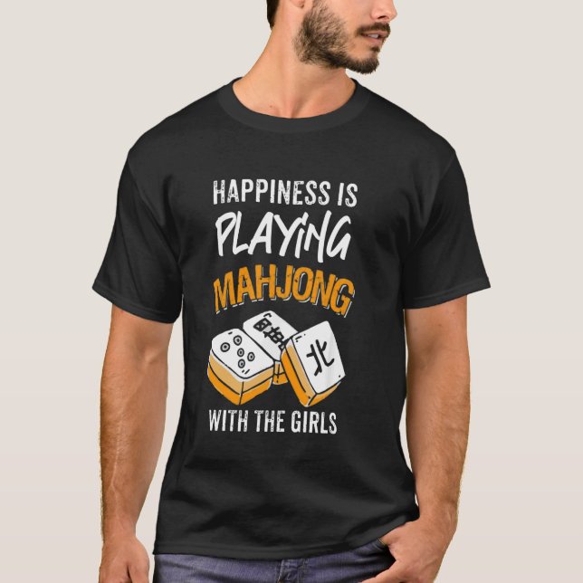 Camiseta Mahjong - A Felicidade é Jogar Mahjong (Frente)
