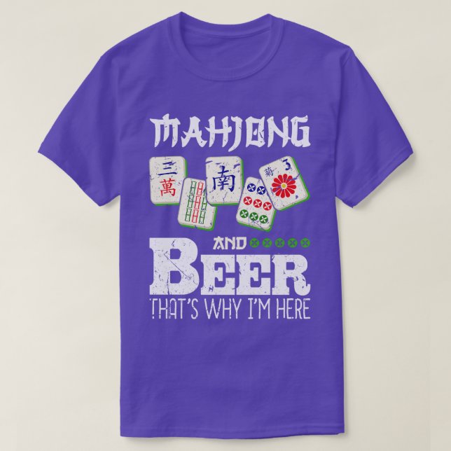 Camiseta Mahjong Beer Funny Mah Jongg (Frente do Design)