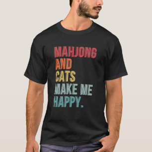 Camiseta Mahjong E Gatos Me Tornem Feliz Engraçado