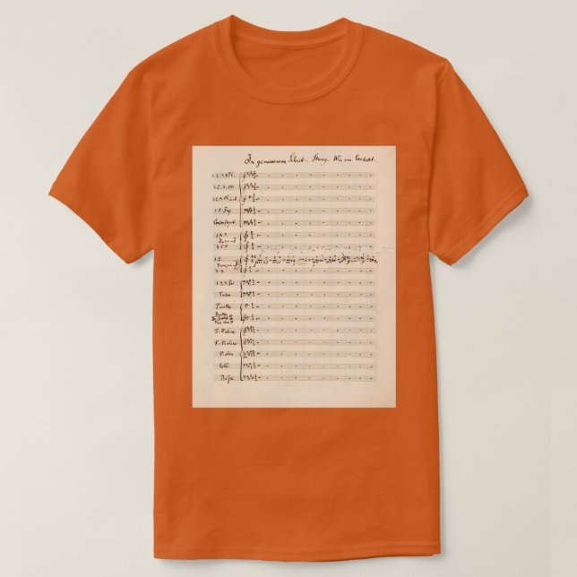 Camiseta Mahler Symphony 5 Pontuação manuscrita original  (Frente do Design)