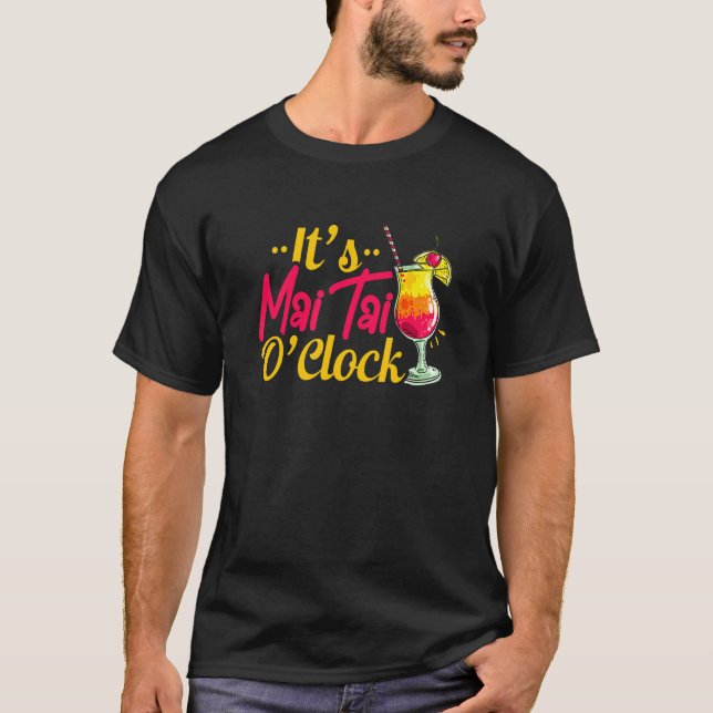 Camiseta Mai Tai Oclock Tiki Bartender Cocktail Alcohol Dri (Frente)
