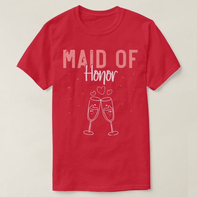 Camiseta Maid Of Honor Bachelorette Party Bridal Shower Wed (Frente do Design)