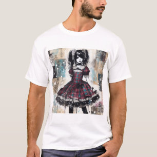 Camiseta Maiden gótica em Tartan Elegance